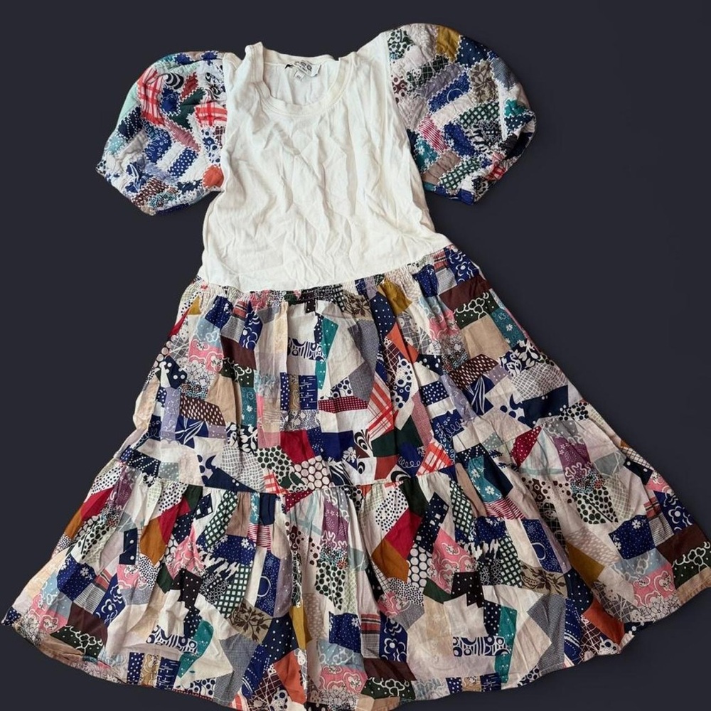 Sea New York Harlow Patchwork Puff Sleeve Dress